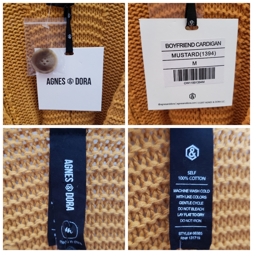 Agnes & Dora Mustard Boyfriend Cable Knit Cardigan - Picture 8 of 8